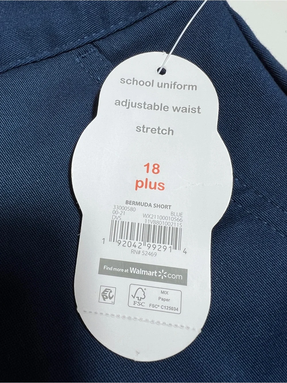 NWT Wonder Nation Girls 18 Plus Navy School Uniform Bermuda Shorts Stretch